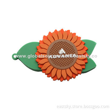 Custom Sunflower-shaped USB Flash Drive, Made of Soft PVC Material, OEM Orders Welcomed